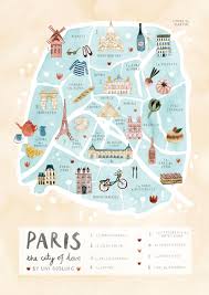 Paris Illustrated Map France Art Print City Map Poster Etsy Illustrated Map Paris Map Paris Travel