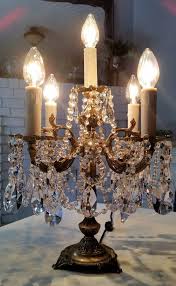 Antique Brass And Crystal Candelabra Antique Table Chandelier Home Decor Table Lamp Lighting Candle Table Setting Unique Chandeliers Crystal Candelabra