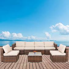 Search for best outdoor furniture fast and save time Buy Homsido Garden Furniture Sets 7 Pieces Outdoor Pe Wicker Patio Seating Table And Chairs Rattan Patio Conversation Set Lounge Set Corner Sofa Couch With Beige Cushion Online In Turkey B095yql7kx