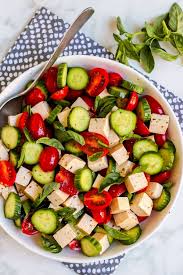 Simple cucumber and tomato salad by sue lau | palatable pastime one of my standby prepared salads for summer as well as … Cucumber Tomato Salad With Tofu Feta Veggies Save The Day