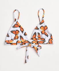 Petals By Petals And Peacocks Butterfly Effect White Triangle Bikini Top