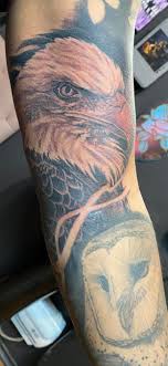 Dont forget to rate and comment this tatto!! Bald Eagle Tattoo By Greg Sumii Liquid Fetish Fresno Ca Continuation Of An Animal Theme Sleeve Tattoos