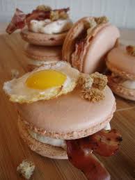 Breakfast Macaron A Savory Macaron With Bacon Cream Croutons And A Fried Quail S Egg Www Facebook Com Lilaloll Macaron Recipe Macaron Flavors Sweet Desserts