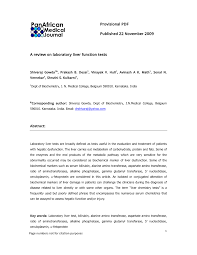 Pdf A Review On Laboratory Liver Function Tests