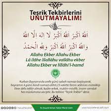 Vitir namazı ile bayram namazları sonunda tekbir getirilmez. Hulusi Efendi Vakfi Panosundaki Pin