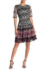 gabby skye 3 4 sleeve printed lace dress regular plus size hautelook