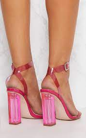 Hot Pink Coloured Clear Strappy Heel Shoes Prettylittlething Il