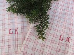 Antike Leinen Bettwasche 2x Bezug Kissen Karo Stoff Pink Weiss Kariert Bauernleinen French Shabby Chic Rustic Farmhouse Decoration Shabby French Chic Leinen Kissen Stoff