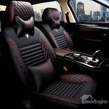 Luxurious Tasteful Colorful Elegant Shape Plaid Leather Universal Car Seat Cover Leather Car Seat Covers Car Seats Leather Seat Covers
