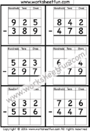 Subtraction Regrouping Free Printable Worksheets