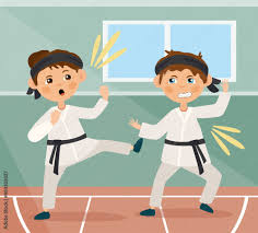 belts practicing karate in a gym ...