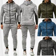 Le mannequin mesure 1m81 il porte une taille m. Ensemble Combinaison De Jogging Homme Sweat Blouson Zip Pantalon Fitness Sport Ebay
