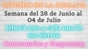 Check spelling or type a new query. Estudio De La Atalaya Semana Del 01 Al 07 De Marzo Comentarios