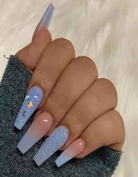Black And Purple Butterfly Nails Inh Hair Butterfly Nails Inspo In 2020 Lavender Nails Blue Acrylic Nails Ombre Acrylic Nails