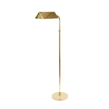 Single Adjustable Polished Brass Floor Lamp With Angular Task