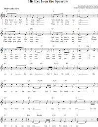 His Eye Is On The Sparrow Chords Lyrics And Sheet Music For C Instruments Sheet Music Hymn Sheet Music Trumpet Sheet Music
