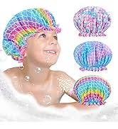 Amazon.com: Olypegic Gorro de ducha para niños, 3 piezas, para niñas,  reutilizable, impermeable, ajustable, grande, con unicornio, sirena, arco iris,  lindo sombrero para cubrir el cabello : Belleza y Cuidado Personal