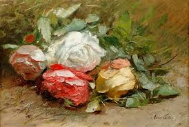 Anna Peters - Gemälde Kunstdruck Stilleben mit aufblühenden Rosen