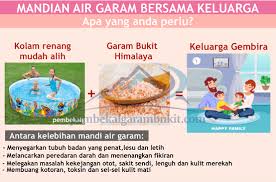 Menyihatkan tubuh badan dan menyeimbangkan cas dalam tubuh. Mandian Air Garam Bukit Bersama Keluarga Dan Anak Anak Di Rumah