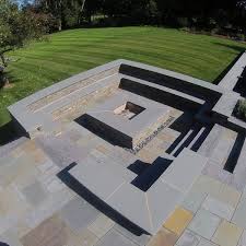 Shown in bluestone blend with optional barbeque & fire pit spark screen. Fire Pit Kits Sansoucy Stone