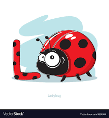 Cartoons Alphabet Letter L With Funny Ladybug Vector Image Lettering Alphabet Funny Ladybugs Animal Alphabet