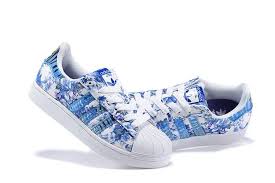 Adidas Originals Superstar Womens Shell Flower Print White Blue Adidas Originals Superstar Adidas Adidas Originals