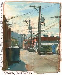 Check spelling or type a new query. Alley In Salida Co Prussian Blue Burnt Sienna Yellow Ochre And White Gouache Landscape Paintings Landscape Artwork Plein Air Paintings