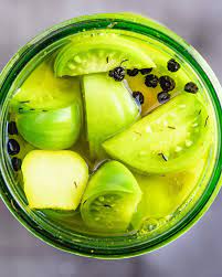 Step 1 combine vinegar, 3/4 cup water, sugar, spices, and 2 tablespoons salt in a saucepan. Best Quick Pickled Green Tomatoes A Couple Cooks