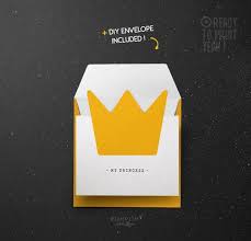 Carte De Voeux A Imprimer Carte Couronne Princesse Carte De Voeux Princesse Carte Imprimable Enveloppe Diy Couronne Jaune Printable Cards Princess Card Diy Envelope