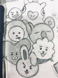 Bts Drawings In 2020 Kpop Drawings Cute Easy Drawings Easy Drawings