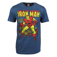 It features flat lock seams to prevent chafing and the mesh construction boosts ventilation, while the top has just the right amount of stretch which allows you to move with maximum freedom. Mens Iron Man Comic Book Panes T Shirt Blue