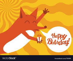 Happy Birthday Fox Royalty Free Vector Image Vectorstock