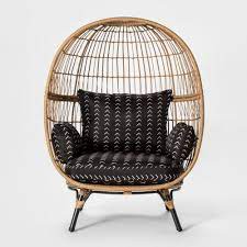Southport Vee Stripe Patio Egg Chair Black White Opalhouse Wicker Patio Chairs Patio Chairs Egg Chair