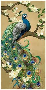 Here Is A New Unique And Colorful 18ct Zweigart Needlepoint Canvas Adapted From My Original Painting Simply Add Peacock Art Peacock Painting Peacock Wall Art