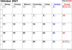 Die kalender sind individuell auf bedürfnisse der schweiz zugeschnitten. Kalender Oktober 2021 Als Pdf Vorlagen