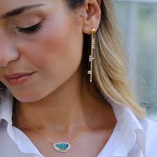 22K Gold Deco Diamond Stick Earrings