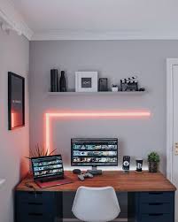 setup desk minimalism on instagram do you like led rate it 1 10 follow thecleanestdesk credit by spawn home office setup gaming room setup room setup