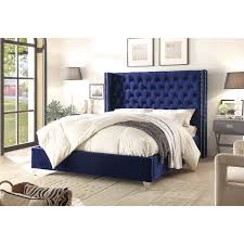 No frame necessary, this bed comes complete with everything you will need. Aiden Navy Velvet Bed Overstock 13557982