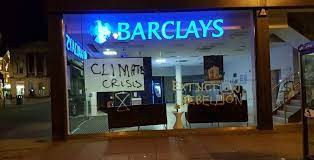 0345 734 5345 (central customer services) Barclays Bank Was Spray Painted By Climate Change Activists This Week