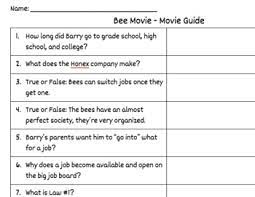 Barry finds out about humans selling honey, sues them. Bee Movie Worksheets Teaching Resources Teachers Pay Teachers