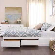 【elegant & full bed frame with headboard】this storage bed with headboard boasts a sophisticated, simple silhouette. Queen Mate S Platform Storage Bed With 6 Drawers White Prepac Target