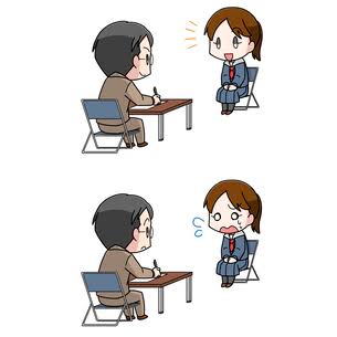 面接を受ける女子学生のイラスト2パターンのイラスト素材 [FYI08298362]