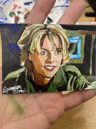 ACEO Samantha Carter Stargate SG Original Acrylic Painting Sci-fi Art woman 