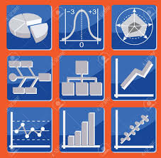 set of icons with different types of charts and graphs