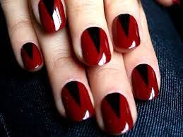 Black And Red Nail Art Ideas Diy Easy Triangle Nail Art Red Nail Art Simple Nail Art Designs Red Nail Designs
