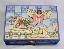 Jim Shore Keepsake Trinket Jewelry Box With Angel Hinged 4009384 2007 Jim Shore Angel Trinket