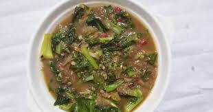 Kacau rata hingga harum baunya. Resepi Kailan Ikan Masin Berkuah