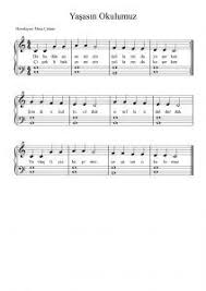 Yasasin Okulumuz Piyano Notasi Piyano Piano Nota Score Piyano Okul Muzik