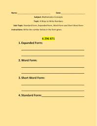 Here is our next example of writing 4.231 in expanded form. 4 Ways To Write Numbers Standard Form Expanded Form Word Form And Short Word Form Worksheet