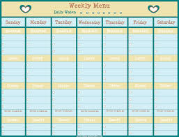 Free Weekly Menu Chart With Room To Cross Off Your Daily